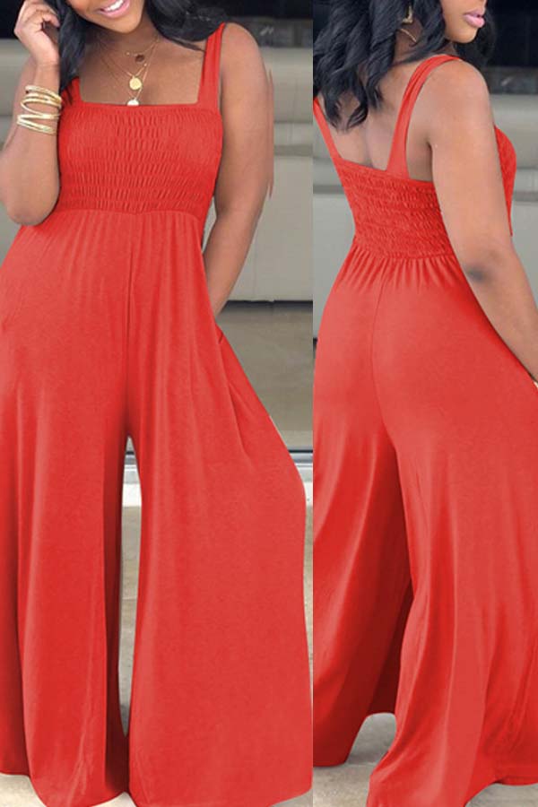 

Lovely Casual Loose Red Plus Size One-piece Jumpsuit