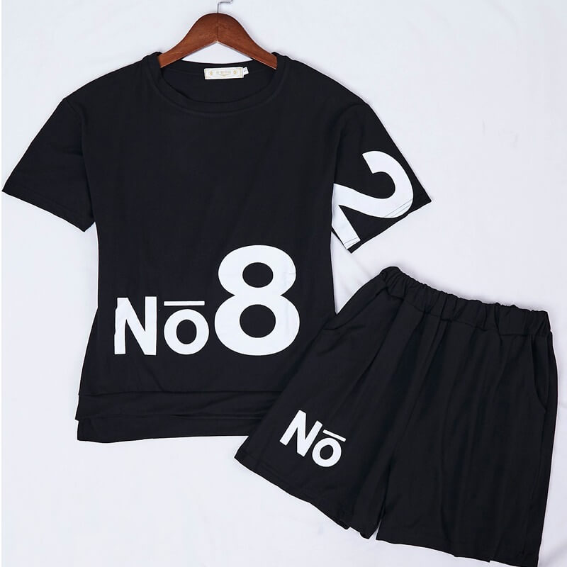 

Lovely Plus Size Casual Letter Print Black Sleepwear