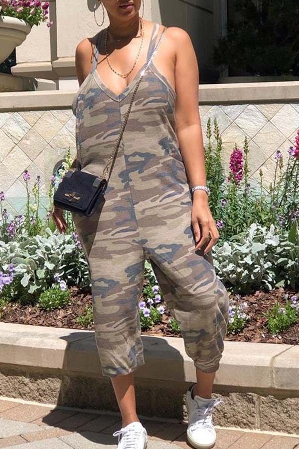 

Lovely Casual Camo Print One-piece Jumpsuit