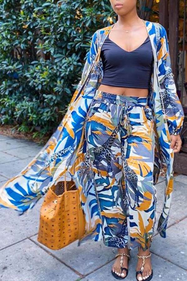 LW Floral Print Patchwork Pants Set