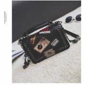 LW Retro Chain Strap Black Crossbody Bags