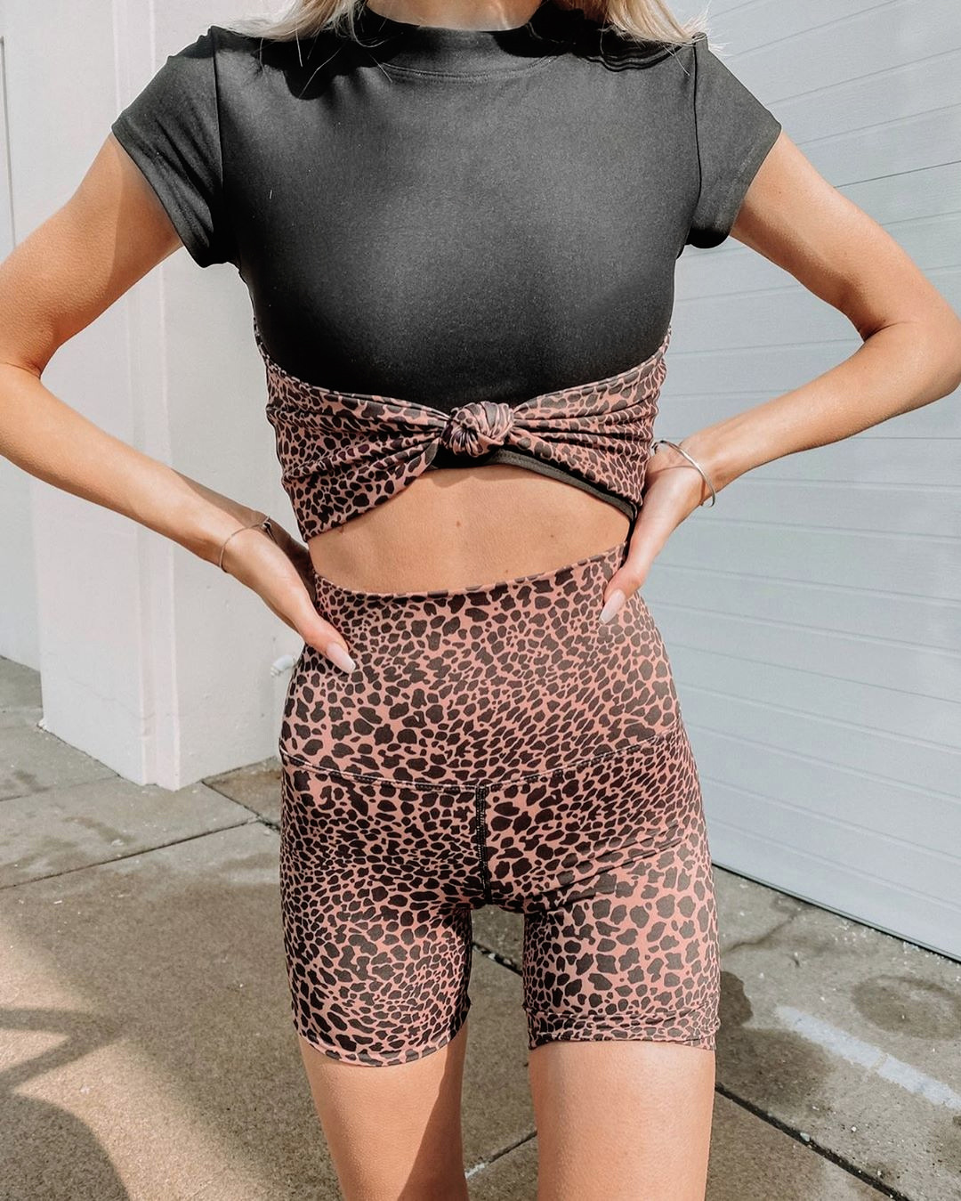 

Lovely Sportswear Leopard Print Two-piece Shorts Set