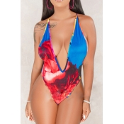 Lovely Print Blue Two-piece Swimsuit(With Cover-Up