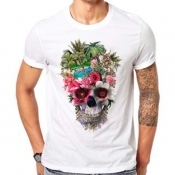 Men Lovely Casual O Neck Print White T-shirt