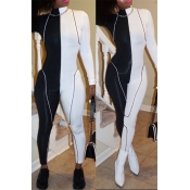 Lovely Trendy Patchwork White One-piece Jumpsuit