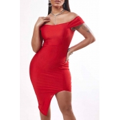 Lovely Sexy Asymmetrical Red Mini Dress