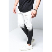 Lovely Trendy Gradual Change White Jeans