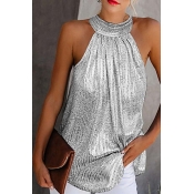 Lovely Trendy Sleeveless Silver Plus Size Camisole