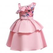 Lovely Sweet Patchwork Pink Girl Knee Length Dress