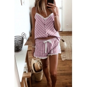 Lovely Leisure Striped Pink Sleepwear