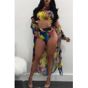 Lovely Print Multicolor Two-piece Swimsuit(With Co