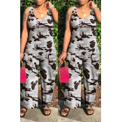 Lovely Leisure Print Grey One-piece Jumpsuit