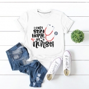 Lovely Casual Letter Print White Plus Size T-shirt