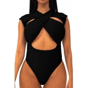 Lovely Cut-Out Black One-piece Swimsuit