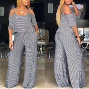 Lovely Trendy Striped Deep Blue One-piece Jumpsuit