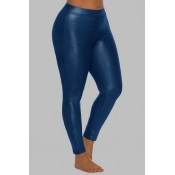 Lovely Sportswear Skinny Blue Plus Size Pants