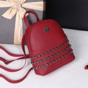 Lovely Trendy Rivet Decorative Red Backpack