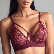 Lovely Sexy Hollow-out Wine Red Bras