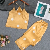 Lovely Leisure Dot Print Yellow Sleepwear