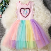 Lovely Casual Heart Pink Girl Ankle Length Dress