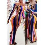 Lovely Trendy Striped Multicolor Ankle Length Dres