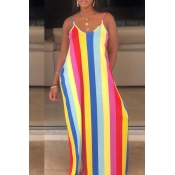 Lovely Trendy Striped Multicolor Maxi Dress