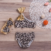 Lovely Leopard Print Girl Two-piece Swimsuit