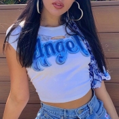 Lovely Leisure Letter Print White T-shirt