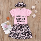 Lovely Casual Letter Print Pink Girl Two-piece Ski
