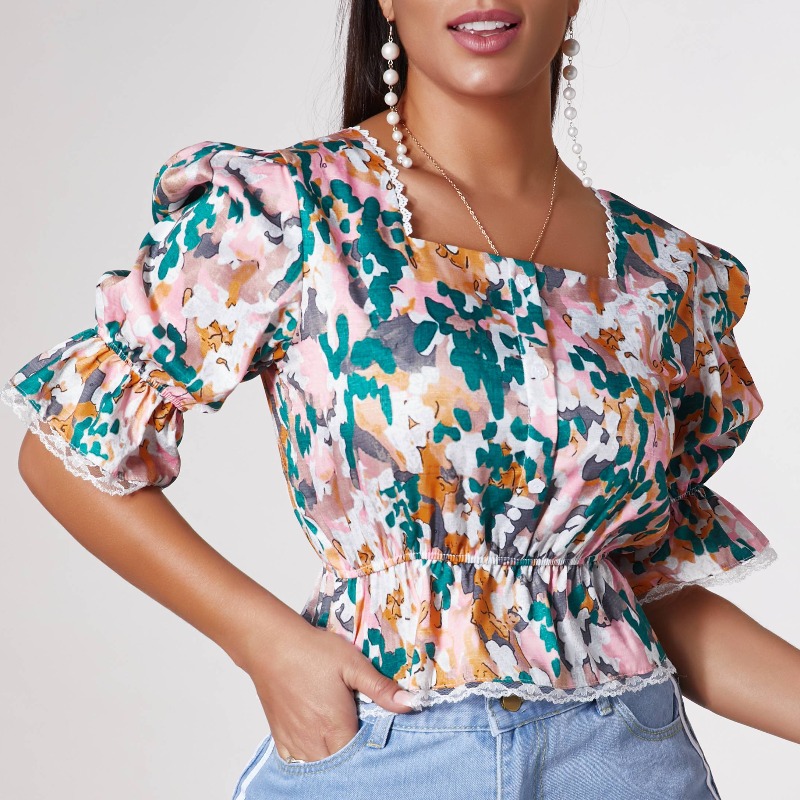 

Lovely Stylish Floral Print Multicolor Blouse, Multi