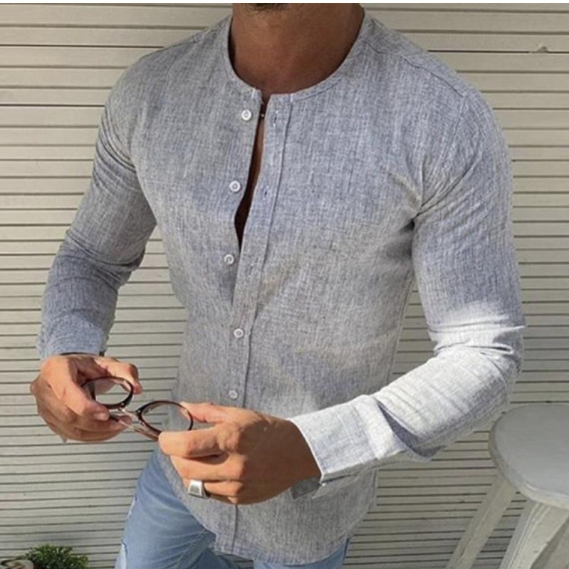 

Lovely Casual Buttons Design Grey Shirt