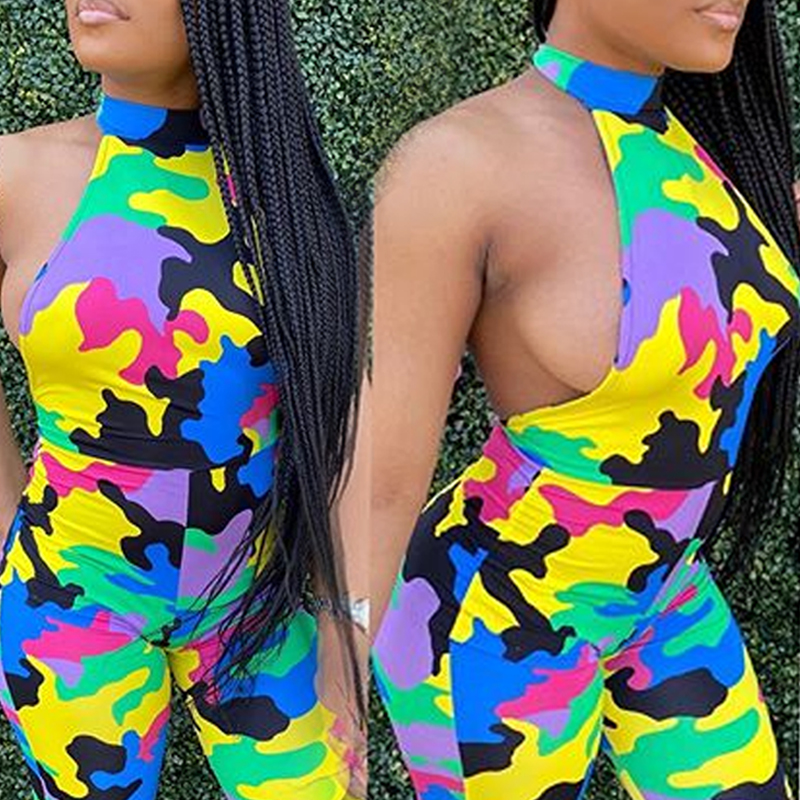

Lovely Stylish Backless Multicolor One-piece Romper, Multi