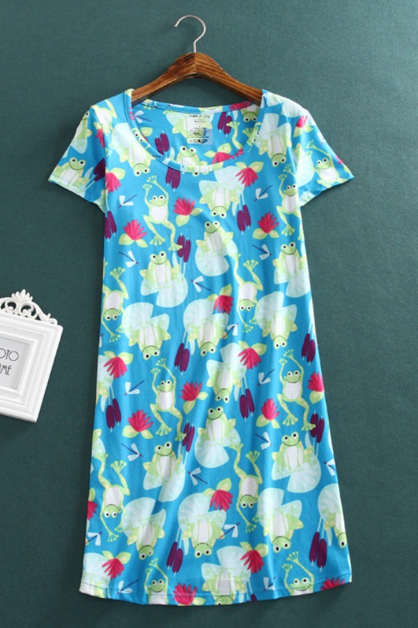 

Lovely Leisure O Neck Print Multicolor Sleepwear, Multi