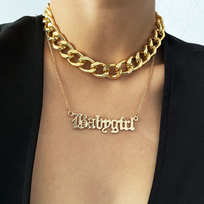 

Lovely Trendy Letter Gold Necklace