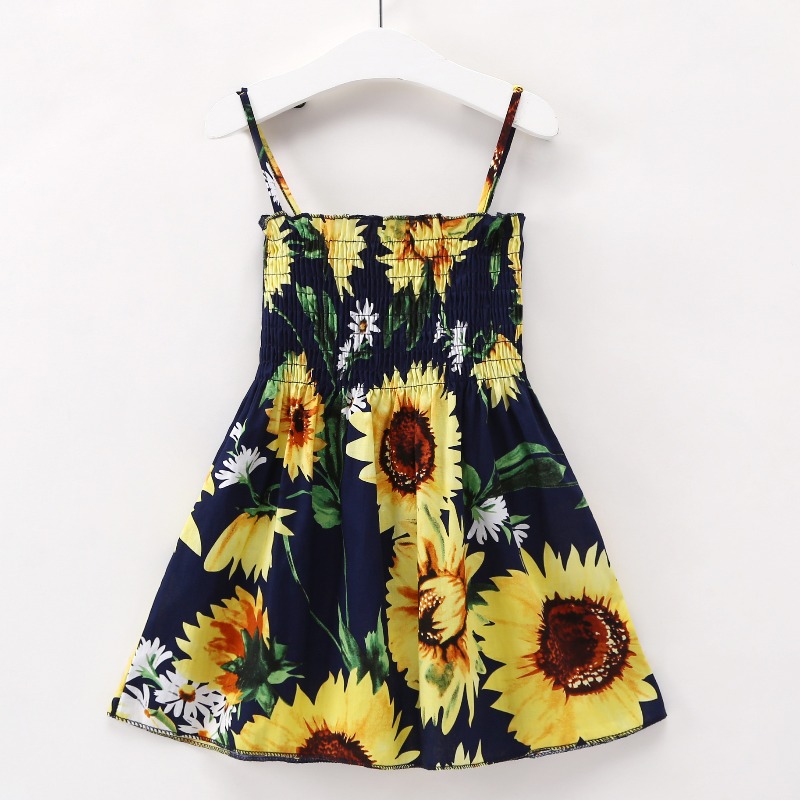 

Lovely Trendy Print Deep Blue Girl Knee Length Dress
