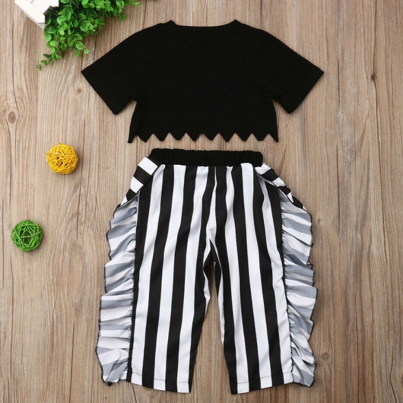 

Lovely Trendy Striped Black Girl Two-piece Pants Set