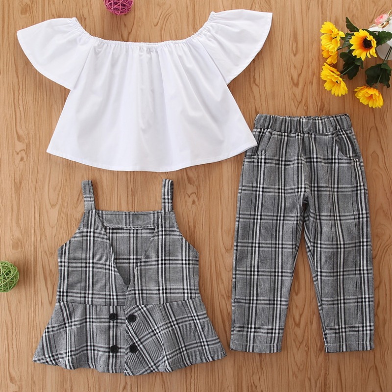 Lovely Casual Grid White Girl Two-piece Pants Set