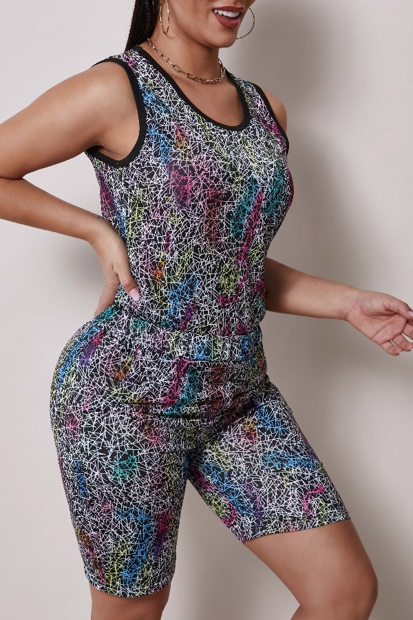 

Lovely Sportswear Print Multicolor Two-piece Shorts Set, Multi