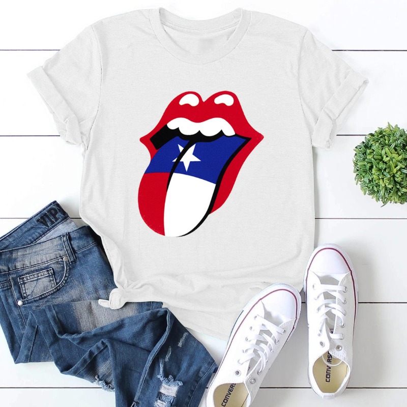 

Lovely Casual Lip Print White Plus Size T-shirt