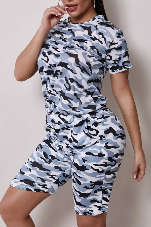 

Lovely Sportswear Camo Print Two-piece Shorts Set