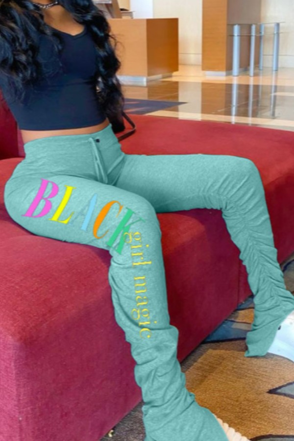 

Lovely Casual Letter Print Light Green Pants