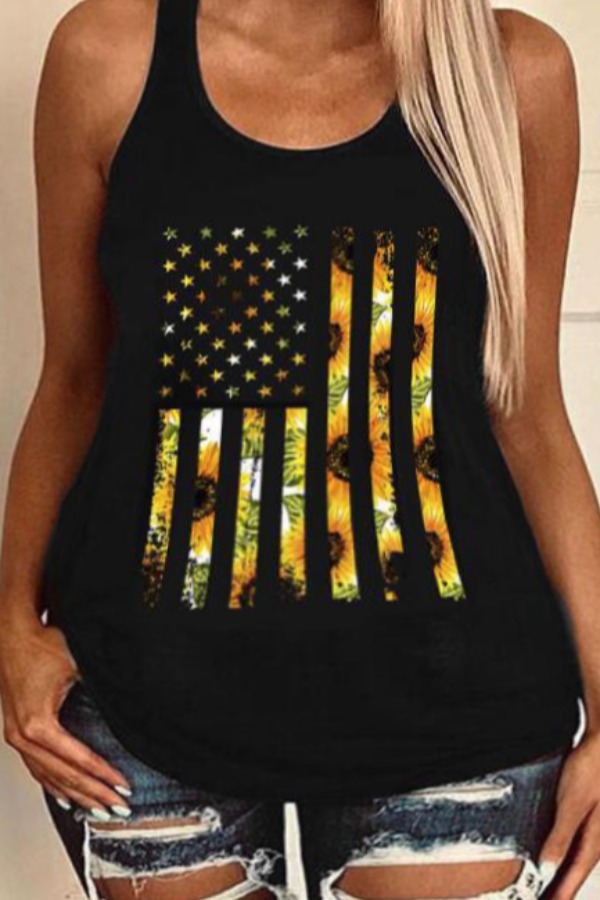

Lovely Casual Print Black Plus Size Camisole