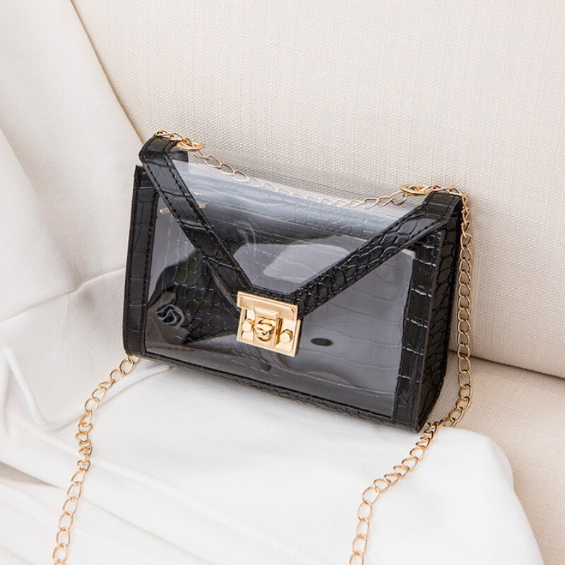 

LW Stylish Chain Strap Black Crossbody Bags