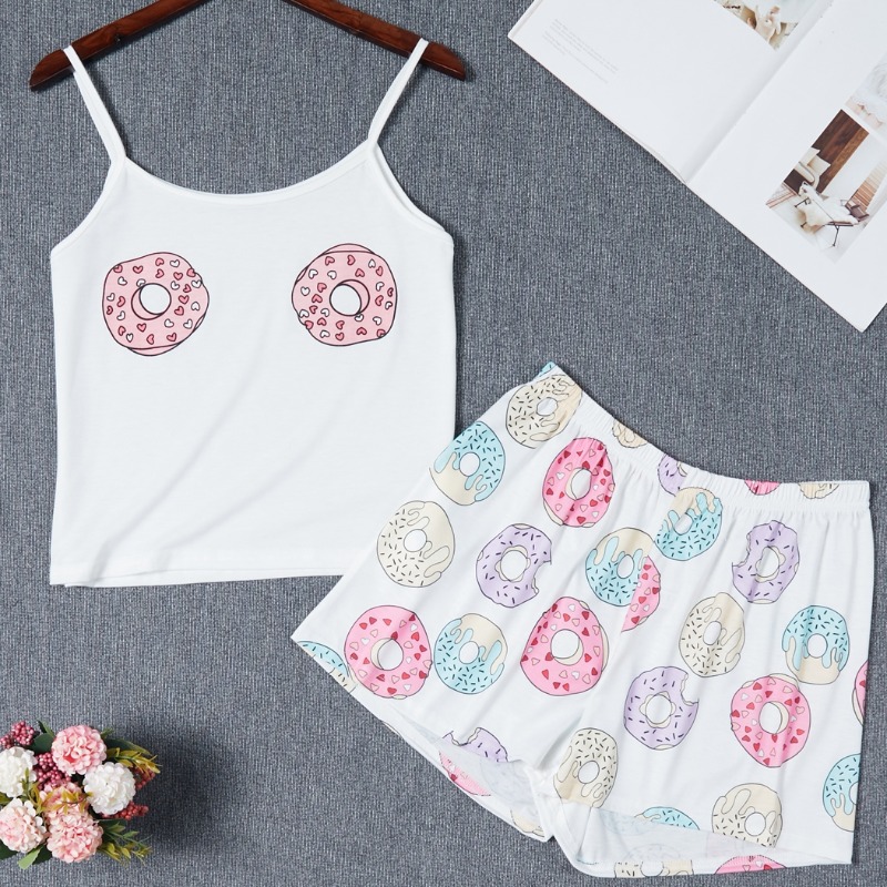 

Lovely Leisure Print White Sleepwear
