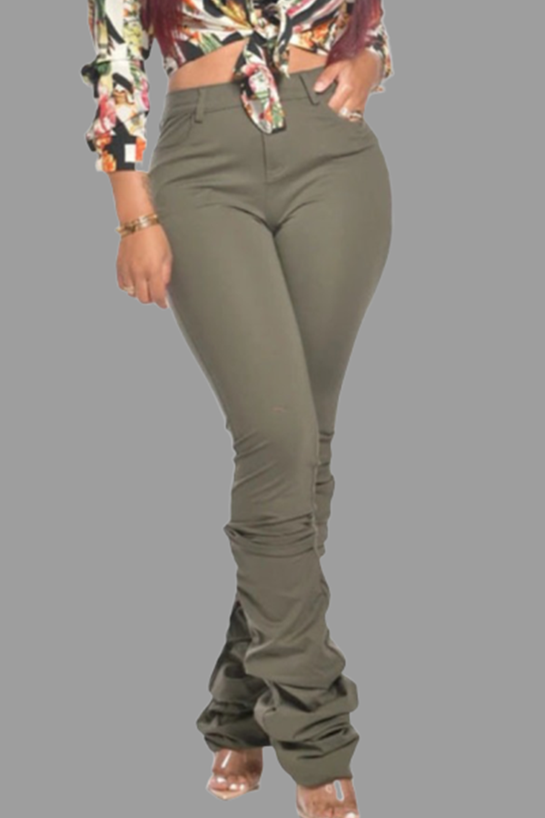 

Lovely Casual Fold Design Army Green Plus Size Pants