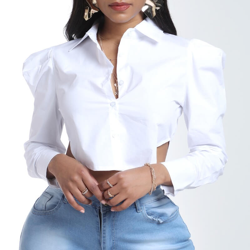 

Lovely Trendy Fold Design White Blouse
