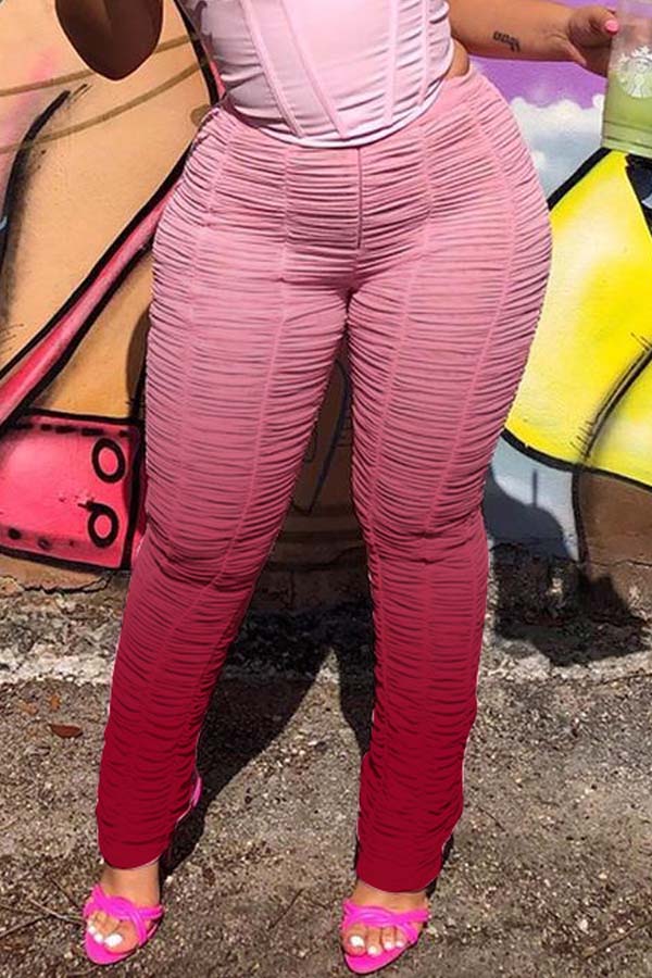 

Lovely Leisure Fold Design Pink Pants