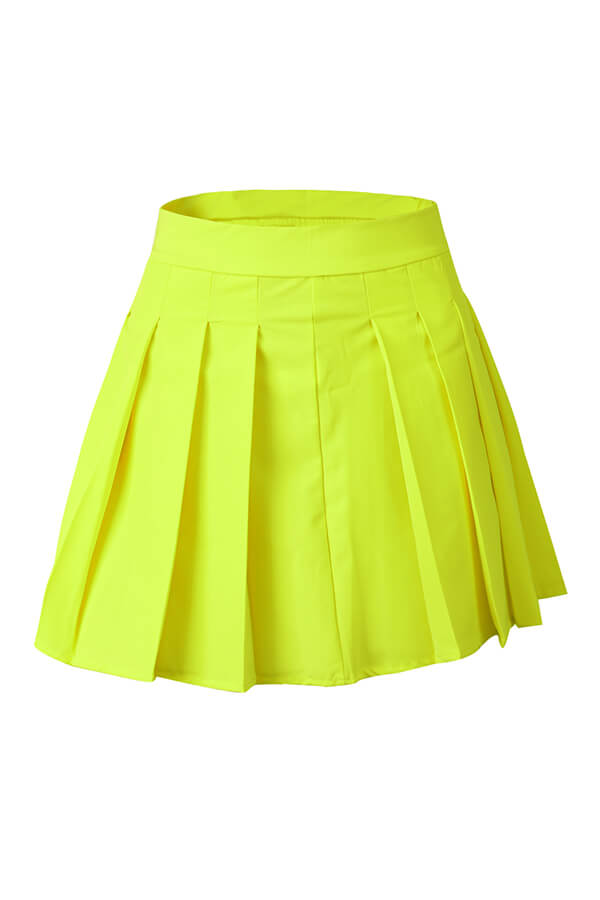 

Lovely Sweet Fold Design Yellow Skirt