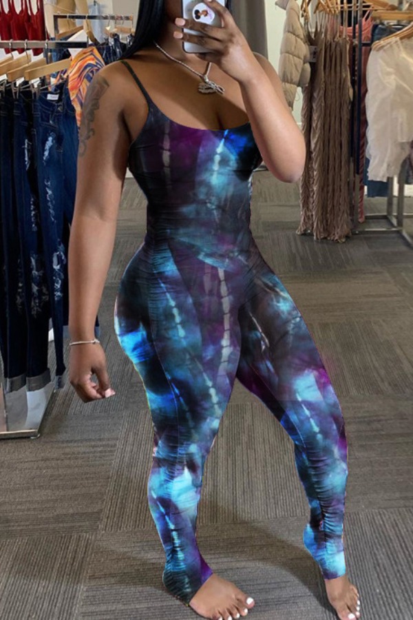 

Lovely Stylish Tie-dye Purple One-piece Jumpsuit