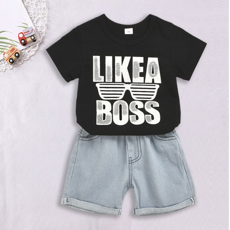 

Lovely Casual Letter Black Boy Two-piece Shorts Set